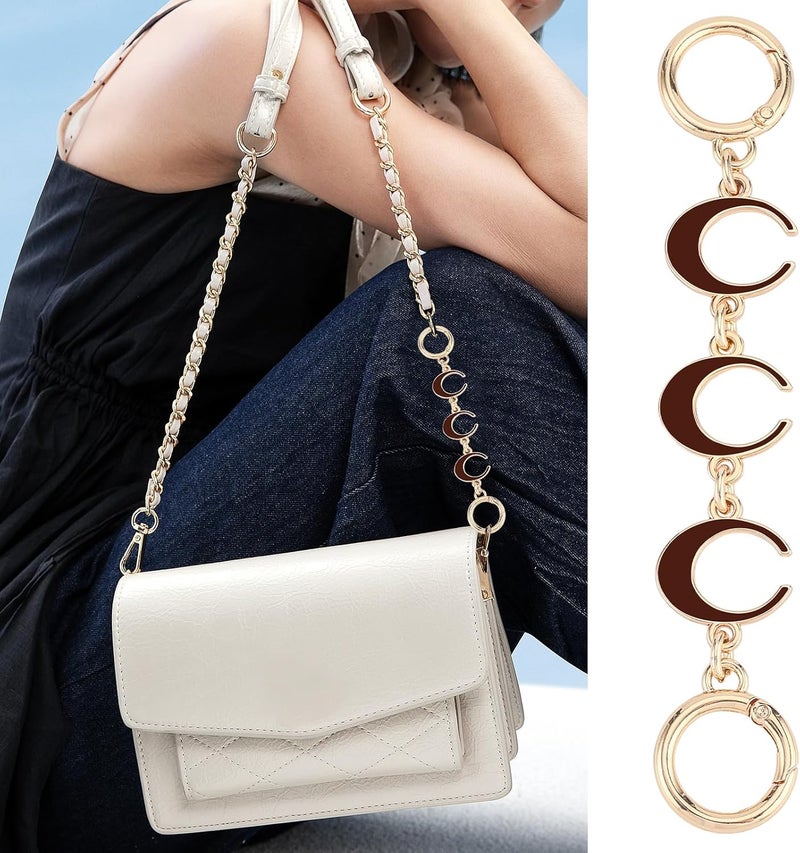 Tmtains 2Pcs Purse Extender Chain Gold Purse Strap Extender Brown Moon Bag Extender Chain Coffee Purse Strap Replacement Purse Accessories Bag Charms for Handbag Cross Body Bag Purse Making Supplies - Image 3
